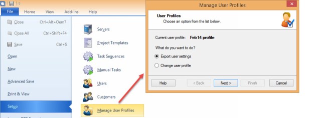 Export user profile