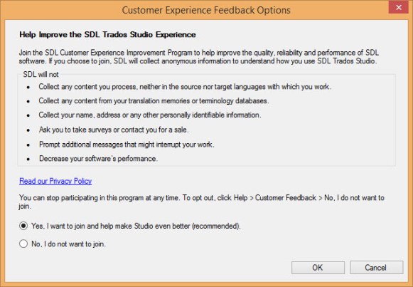 SDL Customer Experience Improvement Program SDL Customer Experience Improvement Program