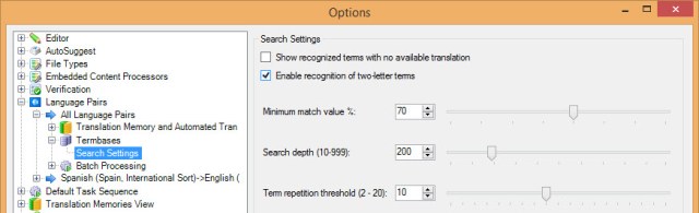 Termbase repetition threshold Termbase repetition threshold